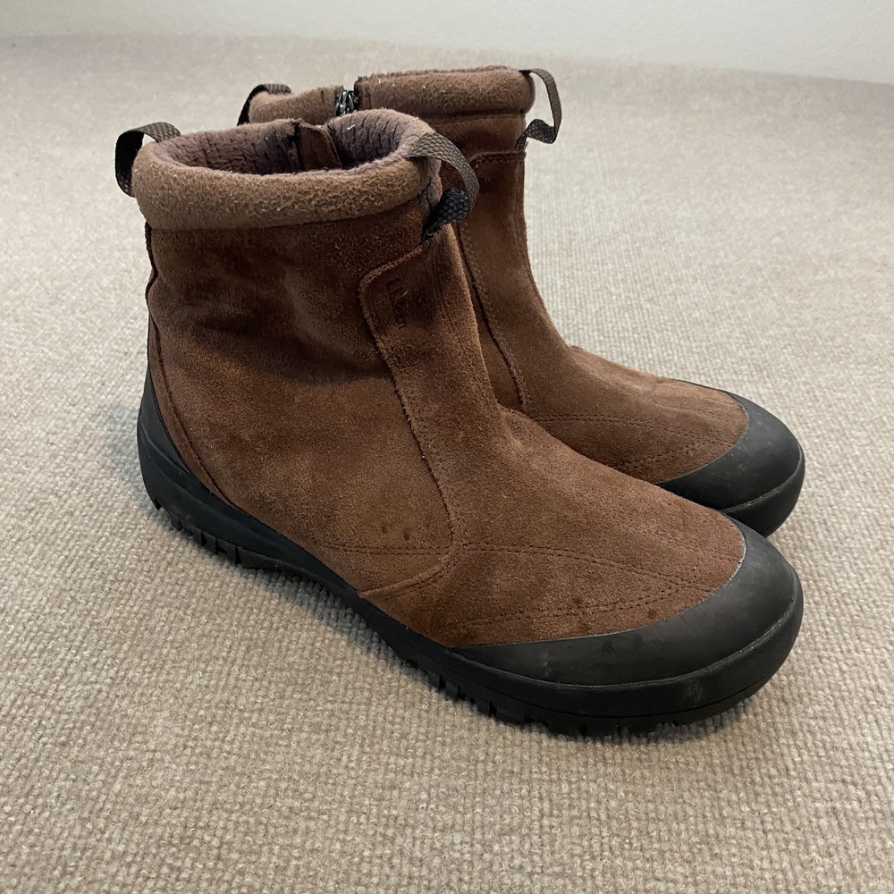 L.L. Bean Snow Boots Mens Size 11 Brown Suede Primaloft Zip Ankle Winter Lined
